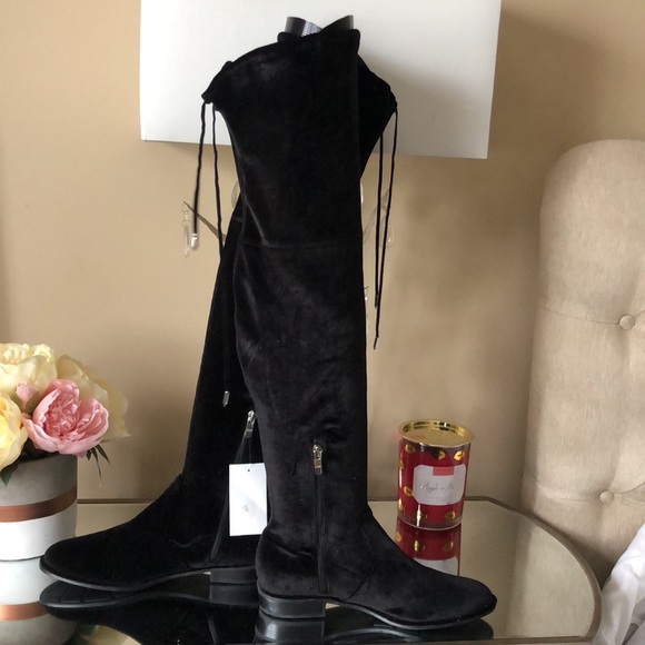 New MARC FISHER Black Velvet Over the Knee Boots - Picture 4 of 14